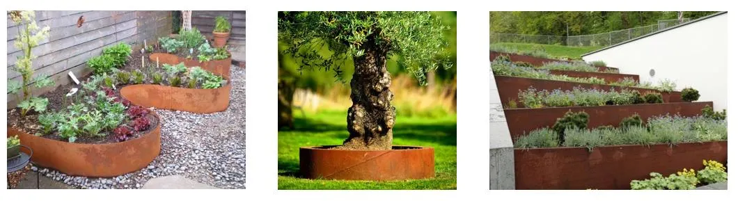 Rectangular Simple Garden Decoration Corten Steel Rusty Metal Edging