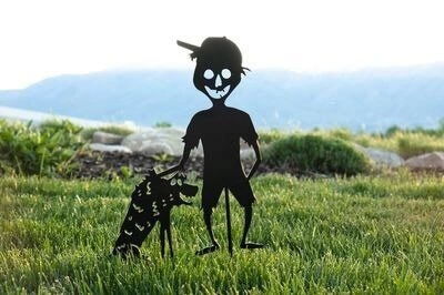 Metal Silhouette Shadow Art Laser Cut Halloween Kids Stake Garden Outdoor Decoration