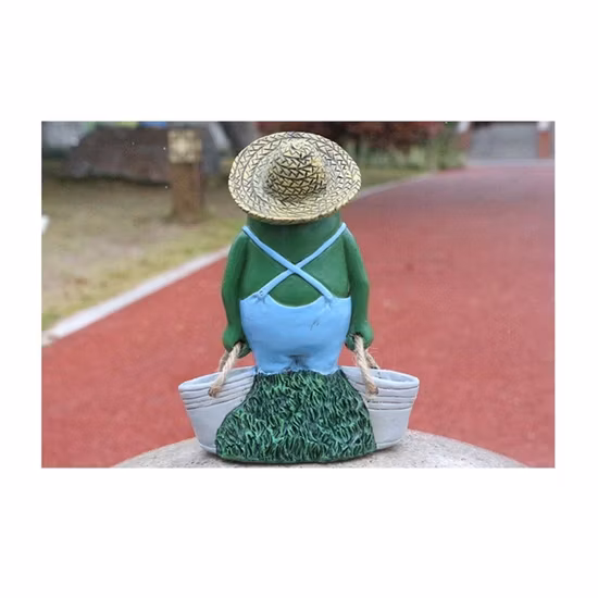 야외 공예 장식 정원 냄비 귀여운 재미 있은 녹색 개구리 동상 수지 조각 마당 안뜰 동상 재미 있은 그림 장식 가구